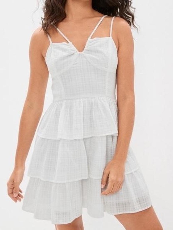 American Eagle Outfitters Dresses & Skirts - American Eagle White Tiered Ruffle Mini Dress Large NWT Cotton